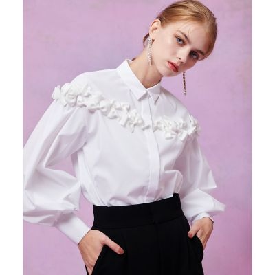 ＜allureville (Women)＞【ＬＯＵＬＯＵ　ＷＩＬＬＯＵＧＨＢＹ】メニーリボンパフスリーブシャツ