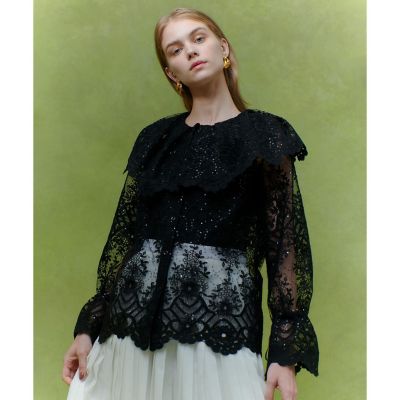 LOULOU WILLOUGHBY】チュール刺繍ブラウス