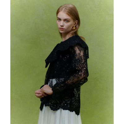 LOULOU WILLOUGHBY】チュール刺繍ブラウス