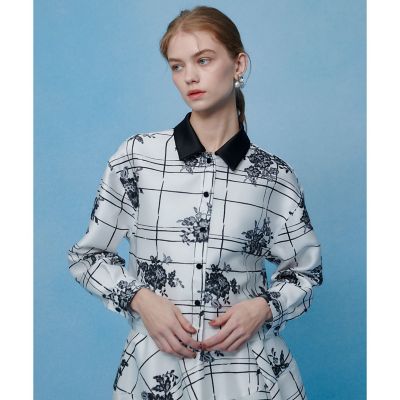 LOULOU WILLOUGHBY】SILK COフラワーチェック