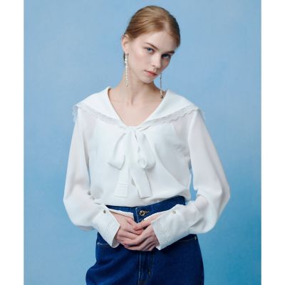 【Loulou Willoughby】ジョーゼットラッフルブラウス LOULOU WILLOUGHBY】ジョーゼットラッフルブラウス