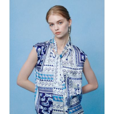 ＜allureville (Women)＞ＷＥＢ　一部店舗限定【ＬＯＵＬＯＵ　ＷＩＬＬＯＵＧＨＢＹ】ウエスタンスカーフプリントリボンブラウス