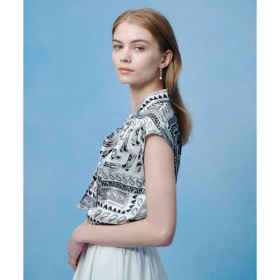 LOULOU WILLOUGHBY ウエスタンスカーフプリントリボンブラウス WEB 一部店舗限定【LOULOU WILLOUGHBY】ウエスタン