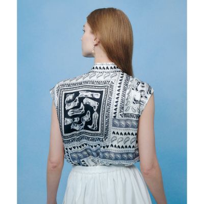 LOULOU WILLOUGHBY ウエスタンスカーフプリントリボンブラウス WEB 一部店舗限定【LOULOU WILLOUGHBY】ウエスタン