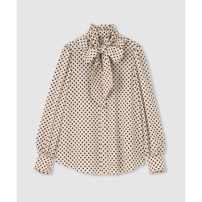 ＜allureville (Women)＞◇【ＬＯＵＬＯＵ　ＷＩＬＬＯＵＧＨＢＹ】デシンドットフリルボウタイブラウス