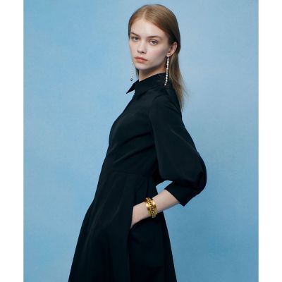 LOULOU WILLOUGHBY】タックパフシャツワンピース
