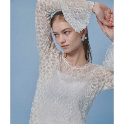 ＜allureville (Women)＞【ＬＯＵＬＯＵ　ＷＩＬＬＯＵＧＨＢＹ】ベルスリーブレースプルオーバー