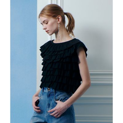 ＜allureville (Women)＞【ＬＯＵＬＯＵ　ＷＩＬＬＯＵＧＨＢＹ】フリルティアードプルオーバー