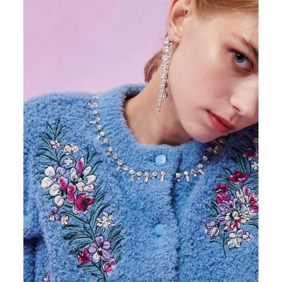 希少✨ブルマリン宝石パールビジュー柄カーディガン Anna Molinari