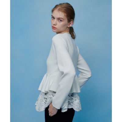 ＜allureville (Women)＞【ＬＯＵＬＯＵ　ＷＩＬＬＯＵＧＨＢＹ】レースレイヤーペプラムカーディガン