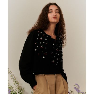 ＜allureville (Women)＞【ＬＯＵＬＯＵ　ＷＩＬＬＯＵＧＨＢＹ】ＣＨＥＲＲＹビジューカーディガン