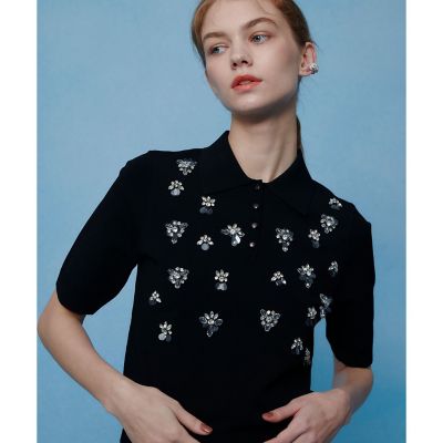 ＜allureville (Women)＞【ＬＯＵＬＯＵ　ＷＩＬＬＯＵＧＨＢＹ】フラワービジューポロ