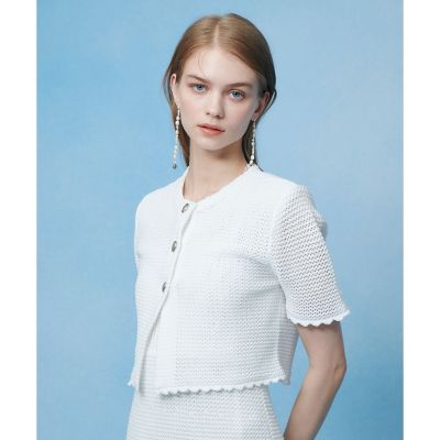 Haat ボレロ カーディガン【サイズ2 M相当】【メッシュ】【イッセイミヤケ】 メッシュクロッシェボレロカーディガン | allureville (Women