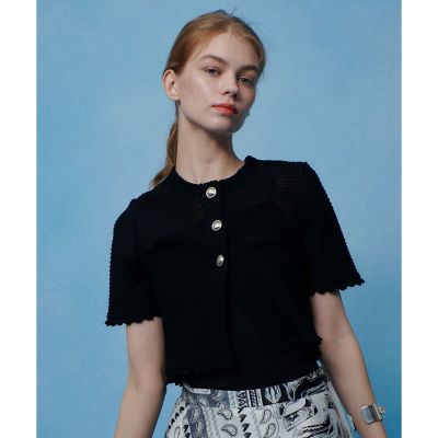 Haat ボレロ カーディガン【サイズ2 M相当】【メッシュ】【イッセイミヤケ】 メッシュクロッシェボレロカーディガン | allureville (Women