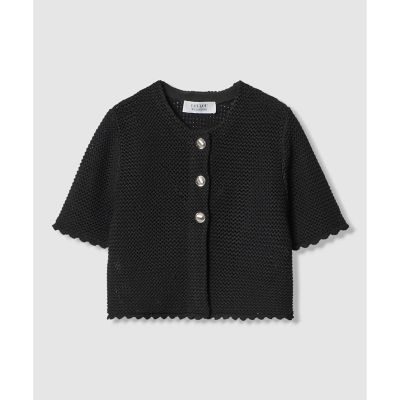 LOULOU WILLOUGHBYメッシュクロッシェボレロカーディガン　ブラック メッシュクロッシェボレロカーディガン | allureville (Women