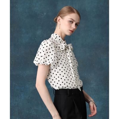 希少 Drawer購入 formo 定価3.5万 リボン ドット ブラウスシャツ デシンドットリボンブラウス | allureville (Women)/アルアバイル