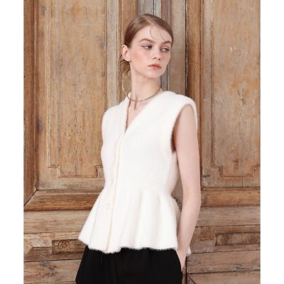 アメノチハレ　パールペプラムニットジレ　新品！ フェザーペプラムジレ | allureville (Women)/アルアバイル | 三越