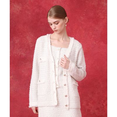 美品 MSGM 23AW ツィードカーディガン　ジャケット スイートツィードミドルジャケットカーディガン | allureville (Women
