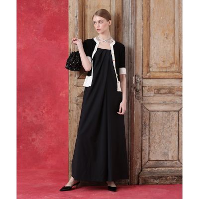 ◇バイカラーキーネック5分袖カーディガン | allureville (Women