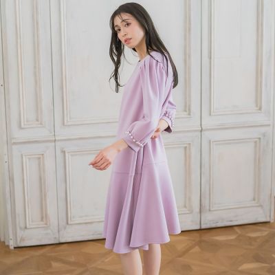 ＜QUEENS COURT（Women）＞袖パールダンボールワンピース《洗濯機で洗える》