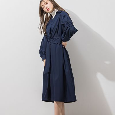＜QUEENS COURT（Women）＞袖ダイヤタックシャツワンピース《洗濯機で洗える》