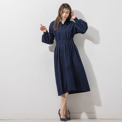 袖ダイヤタックシャツワンピース《洗濯機で洗える》
