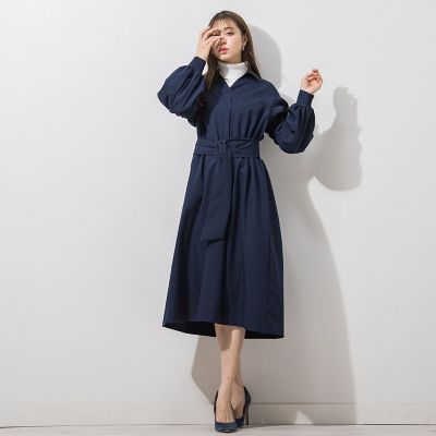 袖ダイヤタックシャツワンピース《洗濯機で洗える》