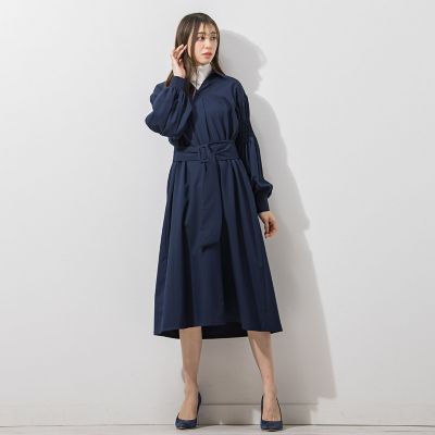 袖ダイヤタックシャツワンピース《洗濯機で洗える》