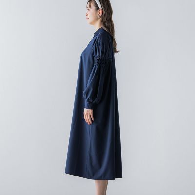 袖ダイヤタックシャツワンピース《洗濯機で洗える》