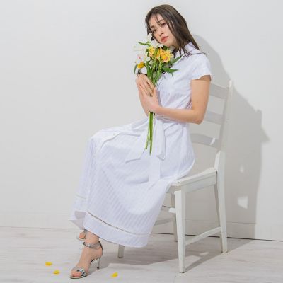 パールボタンギンガムワンピース≪手洗い可能≫