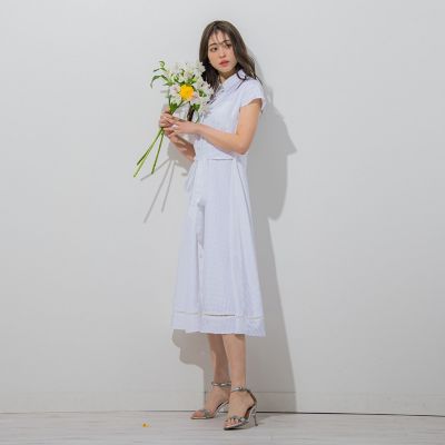 パールボタンギンガムワンピース≪手洗い可能≫