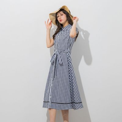 ＜QUEENS COURT（Women）＞パールボタンギンガムワンピース≪手洗い可能≫