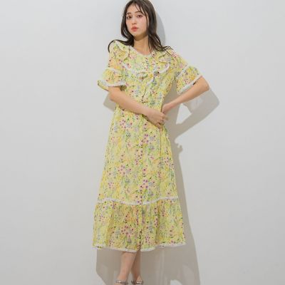 フラワープリントシフォンワンピース≪手洗い可能≫ | QUEENS