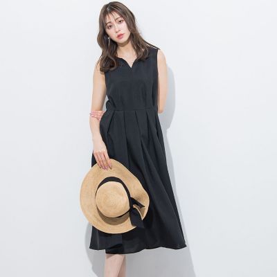 ＜QUEENS COURT（Women）＞リネンライクキレリラワンピース≪洗濯機で洗える≫
