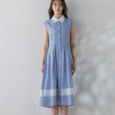 カノン白衿ワンピース セール】レギュラーカラーシャツワンピース（ワンピース）｜LA