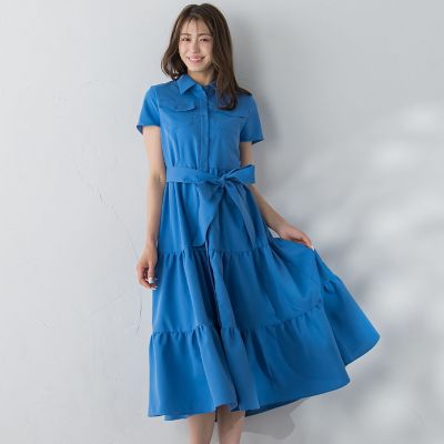 ＜QUEENS COURT（Women）＞ティアードシャツワンピース≪手洗い可能≫