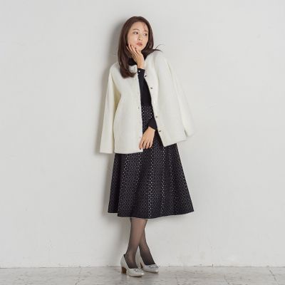 【新色追加】ジャガードニットフレアワンピース≪手洗い可能≫