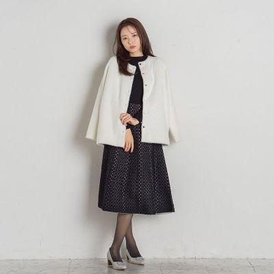 【新色追加】ジャガードニットフレアワンピース≪手洗い可能≫