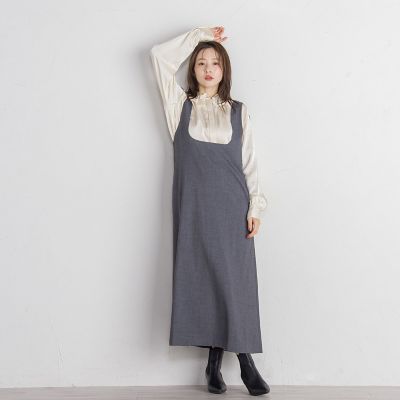 スクエアネックワンピース≪洗濯機で洗える≫