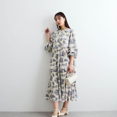 グラフィックプリーツワンピース≪洗濯機で洗える≫