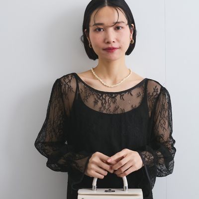 シアーストレッチレースワンピース≪洗濯機で洗える≫