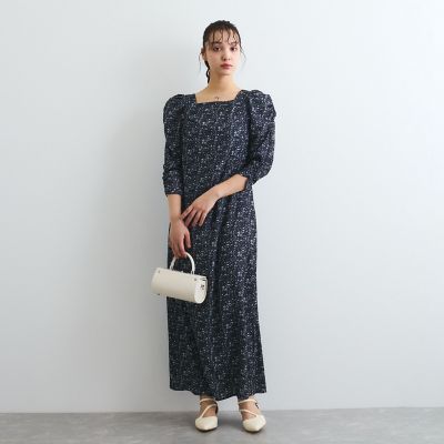 ヴィンテージフラワードレープワンピース≪手洗い可能≫
