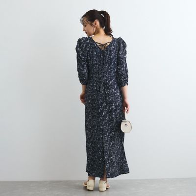 ヴィンテージフラワードレープワンピース≪手洗い可能≫