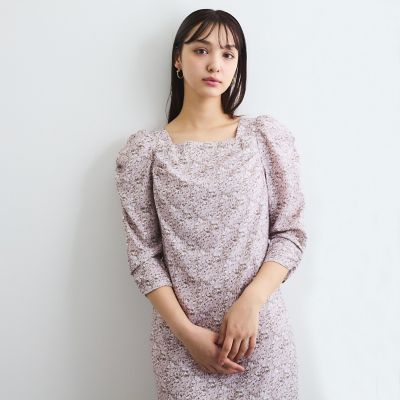 ＜QUEENS COURT（Women）＞ヴィンテージフラワードレープワンピース≪手洗い可能≫