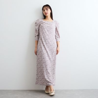 ヴィンテージフラワードレープワンピース≪手洗い可能≫