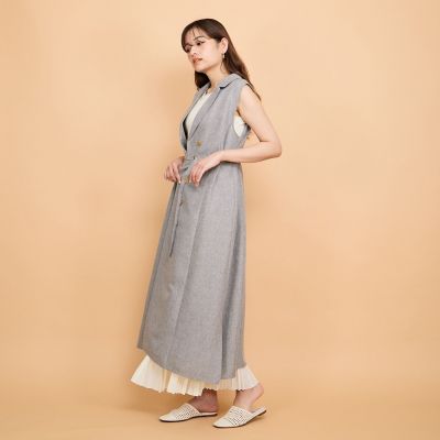 リネンライクシャンブレージレワンピース≪手洗い可能≫