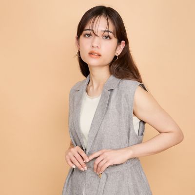 リネンライクシャンブレージレワンピース≪手洗い可能≫