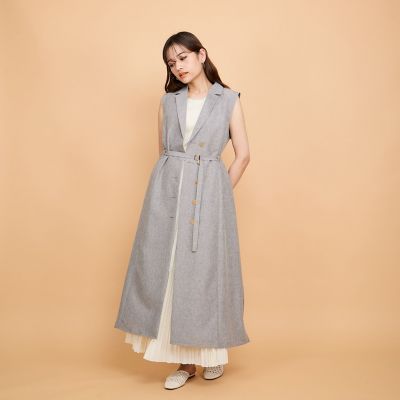 リネンライクシャンブレージレワンピース≪手洗い可能≫