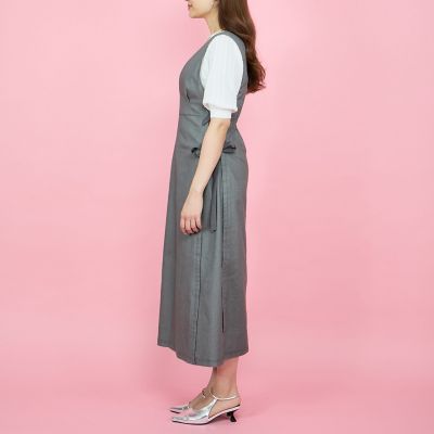 デニムライクリボンワンピース≪手洗い可能≫