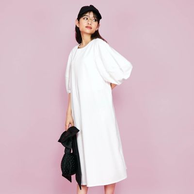 ＜QUEENS COURT（Women）＞ボリュームスリーブカットワンピース≪手洗い可能≫